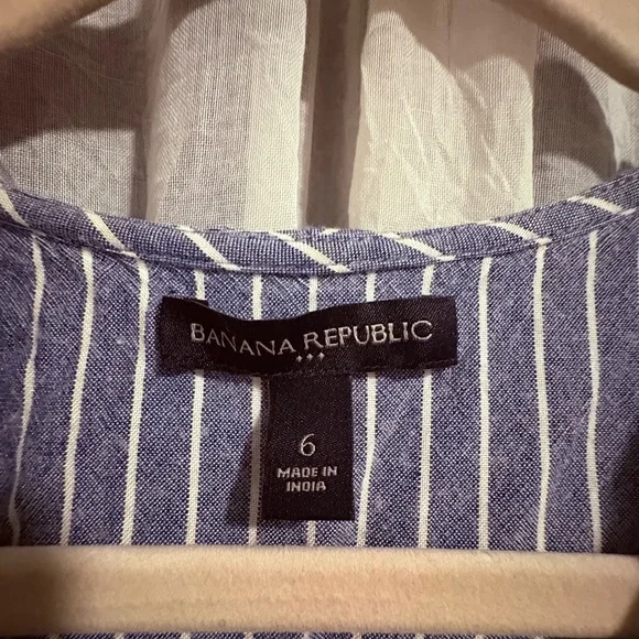 Banana Republic Blue and White Striped Knee-Length Dress Size 6 - Picture 4 of 8